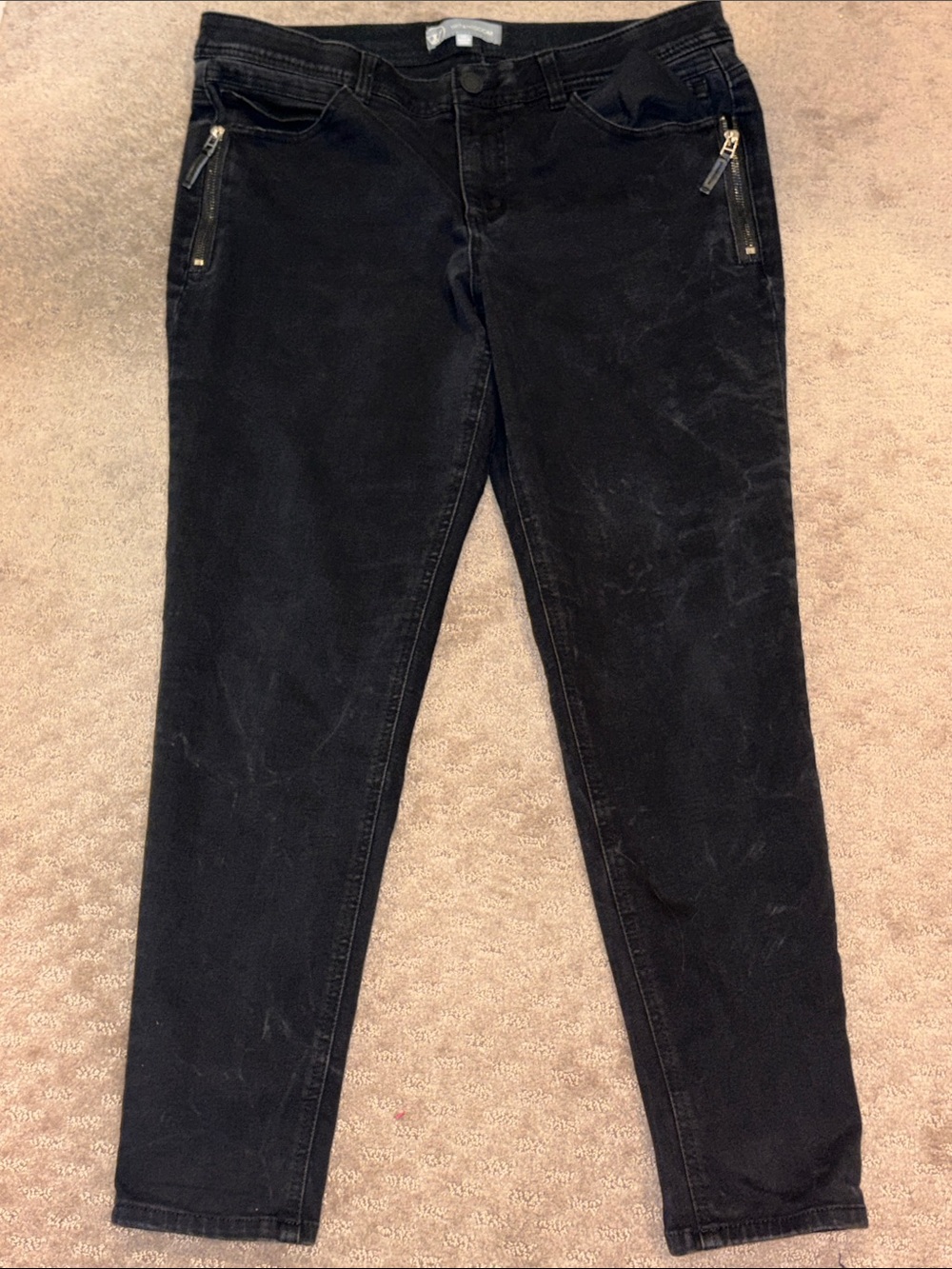 Wit & Wisdom Black Skinny crackle distressed Jeans with Fashion Zip Pockets 14